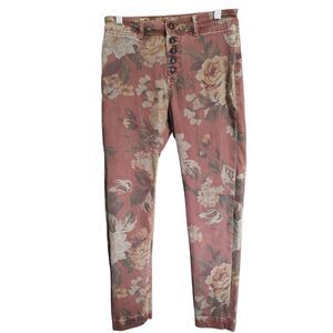 Pilcro Pants Womens 27 High Rise Slim Floral Anthropologie Jeans Fall Button Fly